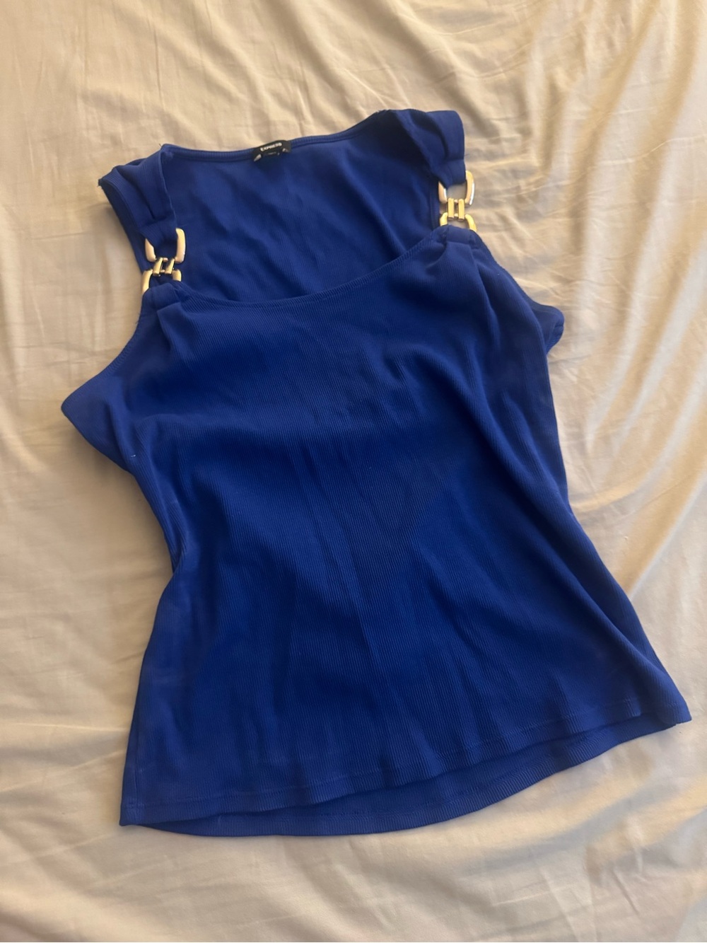 Women’s Royal Blue Sleeveless Top with Gold Accent